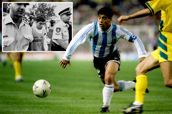 Diego Maradona required police escorts at training when in Sydney in 1993.