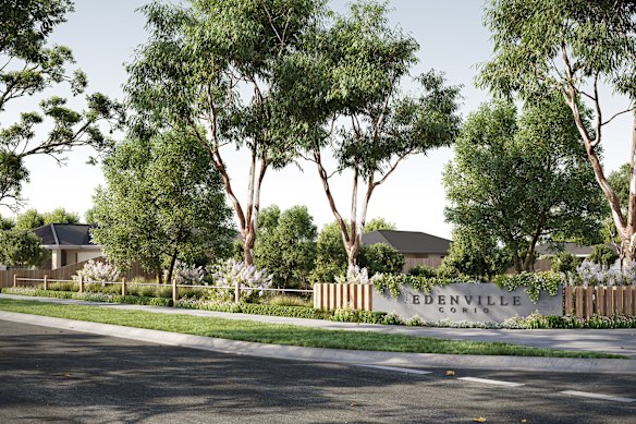 An artist's rendering of the Edenville development in Corio, Geelong, funded by James Packer's investment vehicle NPACT. 