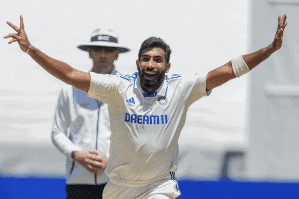 Jasprit Bumrah bowls with a distinctive straight-arm style and celebrated his wickets in a similar manner on Sunday.