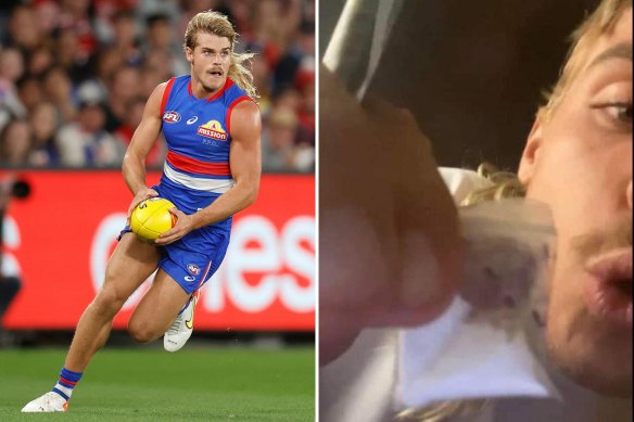 Bulldogs star Bailey Smith, and the photograph that circulated social media.