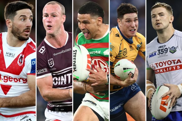 Ben Hunt, Daly Cherry-Evans, Cody Walker, Mitchell Moses and Hudson Young.