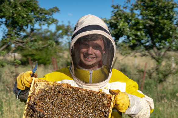 Beekeeper Oden Boulter started his own business after doing a school-based traineeship.