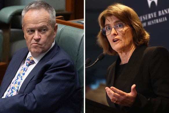 At odds: Government Services Minister Bill Shorten and Reserve Bank governor Michele Bullock.