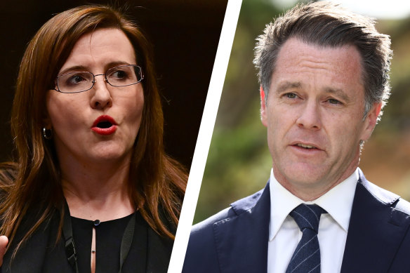 Bankstown MP Tania Mihailuk, who quit the Labor Party on Thursday, and NSW Labor leader Chris Minns.