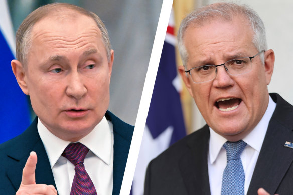 Russian President Vladimir Putin and Prime Minister Scott Morrison 