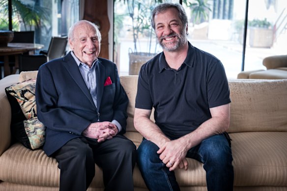 Mel Brooks (left) and director Judd Apatow in the documentary Mel Brooks: The 99-Year-Old Man! 