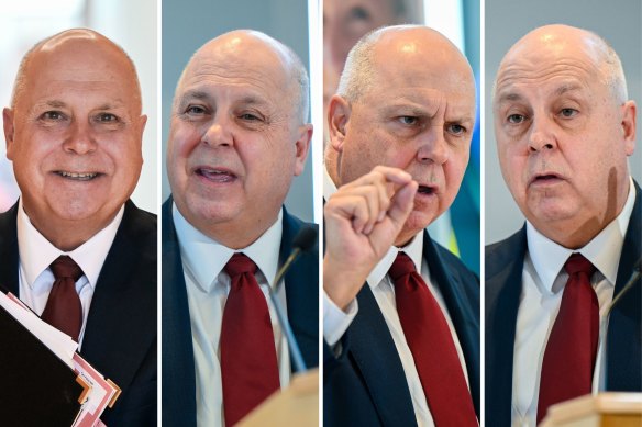 The many faces of Tim Pallas during Victoria budget lockdown.