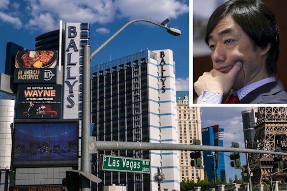 Bally’s chairman Soo Kim and one of its 19 properties, the Bally’s casino in Las Vegas.