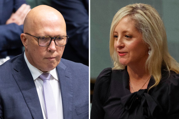 Opposition Leader Peter Dutton and Liberal MP Melissa McIntosh.