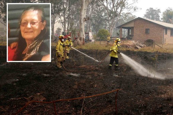 Vivian Chaplain, inset, died protecting her home from the bushfires in Wytaliba.