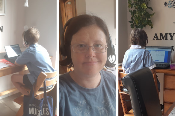 The Trube family tests day one of schooling from home in Balgowlah North.