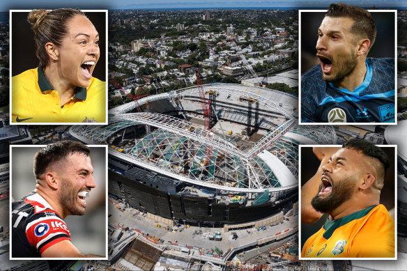 The Matildas, Sydney FC, Wallabies and the Roosters are all vying to play the first match at the rebuilt Sydney Football Stadium.