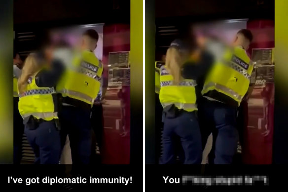 Screenshot of the alleged arrest of an Australian diplomat’s partner in Wellington.