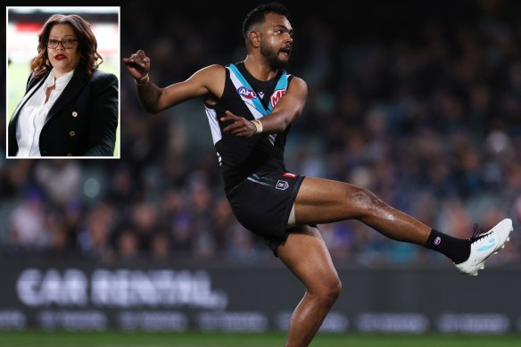 Willie Rioli and (inset) AFL executive Tanya Hosch.