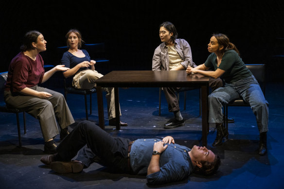 Ariadne Sgouros, Harriet Gordon-Anderson, Brandon McClelland, Charles Wu and Abbie-Lee Lewis are a strong ensemble in Scenes from the Climate Era.
