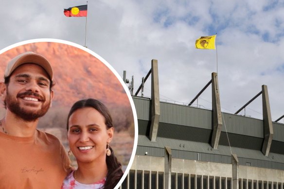 Cyril Rioli and his wife, Shannyn Ah Sam-Rioli.
Cyril is one of Hawthorn’s greatest ever players, winning four premierships and a Norm Smith Medal across his 189-game career. He was also named to the All-Australian team three times before his retirement at just 28.