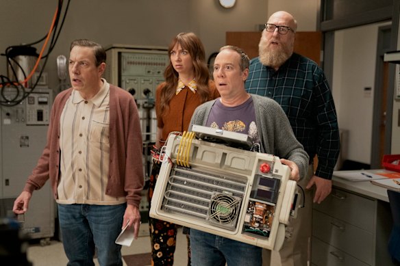John Ross Bowie, Lauren Lapkus, Kevin Sussman and Brian Posehn in Stuart Fails to Save the Universe.