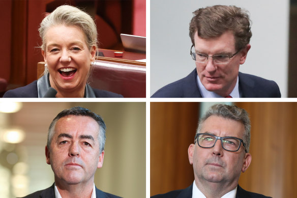 Bridget McKenzie and Andrew Gee (top ) were winners from the reshuffle, while Darren Chester and Keith Pitt were dumped from cabinet. 