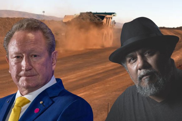 Fortescue chair Andrew Forrest and Yindjibarndi Ngurra Aboriginal Corporation chief executive Michael Woodley.