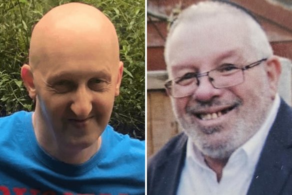 Adrian Daulby, 53, (esquerda) e Melvin Cravitz, 66, morreram durante o ataque da sinagoga de Manchester.
