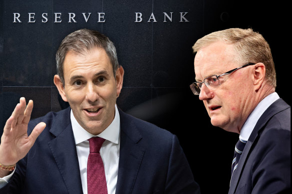 Treasurer Jim Chalmers (left) and Reserve Bank of Australia boss Philip Lowe.