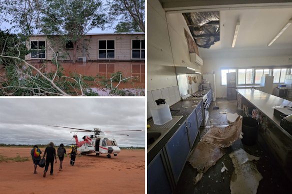 Pictures of the damage and evacuation, including flooding where the teacher’s accommodation is located.