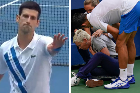 Novak Djokovic and the linesperson incident in 2020.
