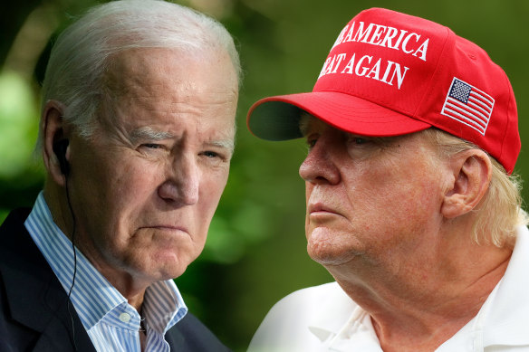 US President Joe Biden, 80. Former and aspiring US President Donald Trump, 77.