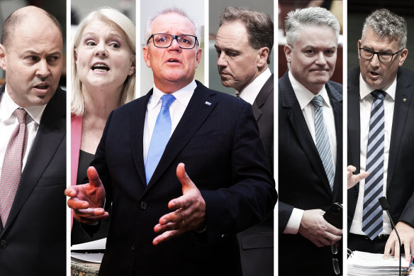 Scott Morrison assumed joint responsibility for portfolios held by Josh Frydenberg, Karen Andrews, Greg Hunt, Mathias Cormann and Keith Pitt.