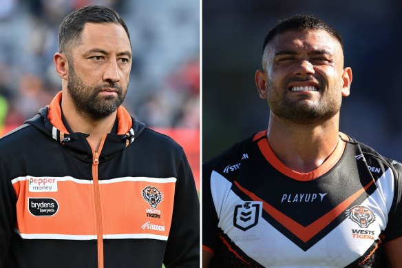 Benji Marshall (left) had little choice but to move on David Nofoaluma.