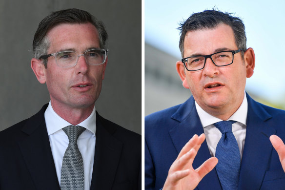 NSW Premier Dominic Perrottet and his Victorian counterpart Daniel Andrews.