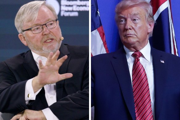 Australia’s ambassador to the US Kevin Rudd had a rocky relationship with Donald Trump’s team during the US election campaign.