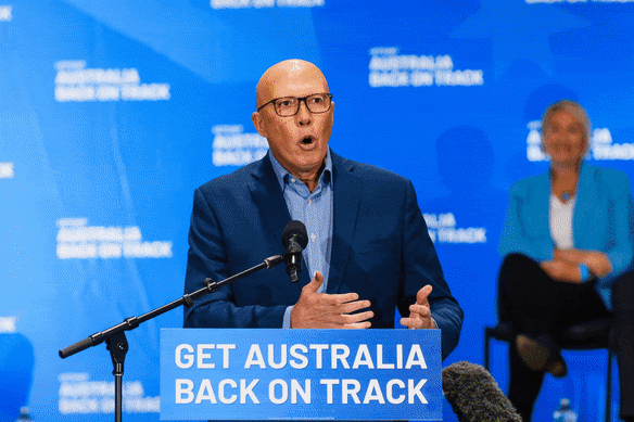 Anthony Albanese and Peter Dutton on the campaign trail on Sunday.