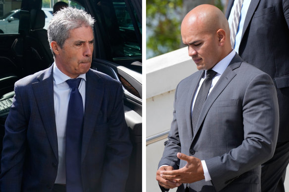 Donald Trump’s co-defendants, Carlos Oliveira and Walt Nauta, outside the Florida court.