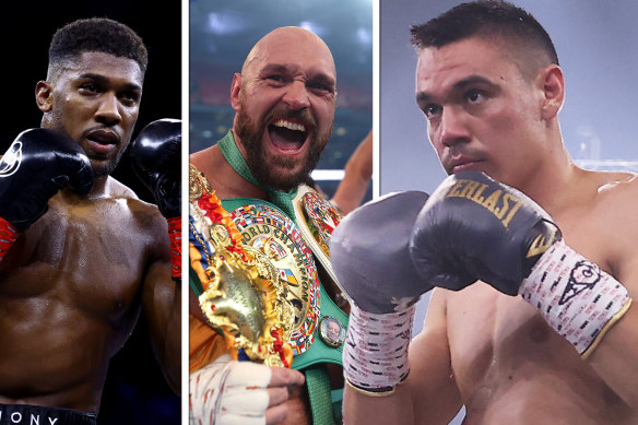 Anthony Joshua, Tyson Fury and Tim Tszyu. 