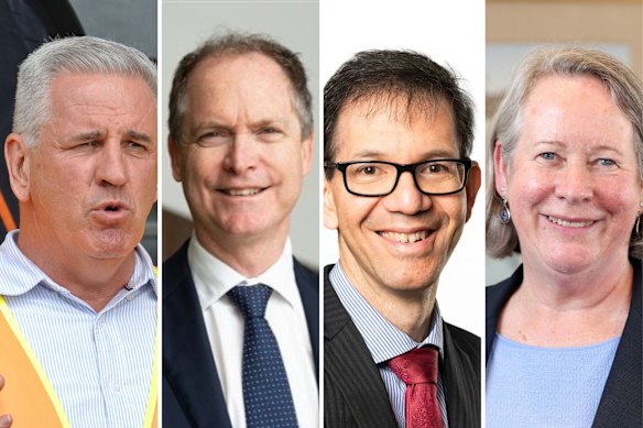 Natural Resources and Mines Minister Dale Last, his director-general Graham Fraine, Solicitor-General Gim Del Villar KC, and Federal Court Chief Justice Debra Mortimer.