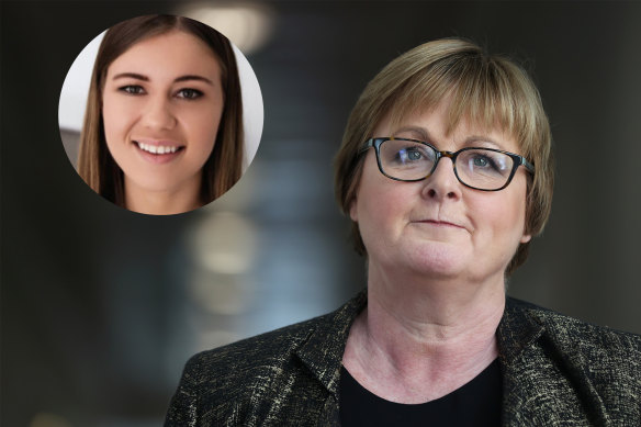 Brittany Higgins (inset) claims she was sexually assaulted by a colleague in Defence Minister Linda Reynolds’ office at Parliament House in March 2019. 