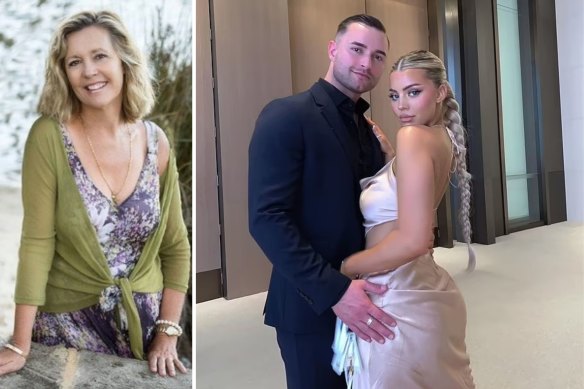 WA Police allege Colleen Rebelo, left, was murdered by her son Andre Rebelo, pictured right with his partner Gracie Piscopo, in 2020. Piscopo is not charged.