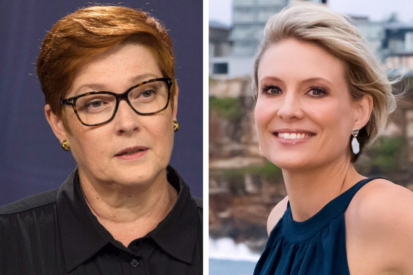 Foreign Minister and Minister for Women Marise Payne and Liberal candidate for Warringah Katherine Deves. 