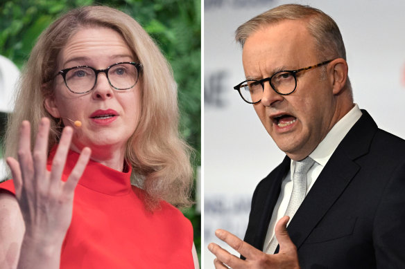 Productivity Commission chair Danielle Wood and Prime Minister Anthony Albanese.