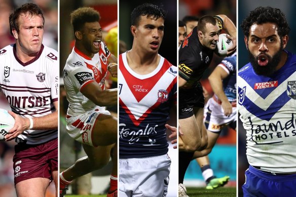 Jake Trbojevic, Mikaele Ravalawa, Joseph Suaalii, Isaah Yeo and Josh Addo-Carr.