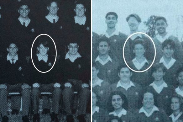 Michael Clarke and Harry Kewell in their year 10 school photos.