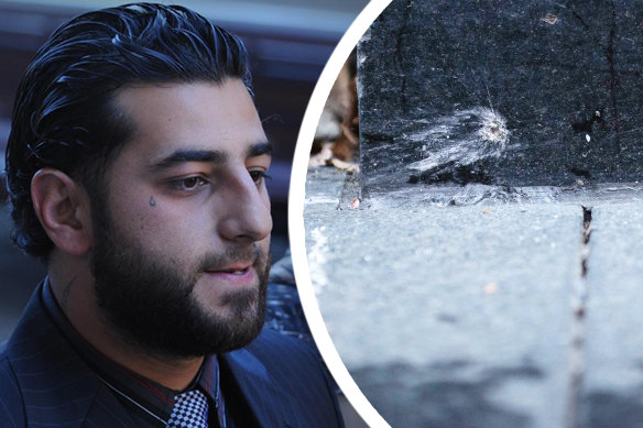 Bilal Hamze and a bullet hole near where he was killed.