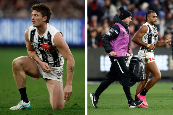 Brody Mihocek (left) hurt his pectoral muscle while Isaac Quaynor battled a toe injury. 