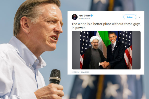 Paul Gosar doubled down after commenters pointed out the picture he  tweeted was doctored.