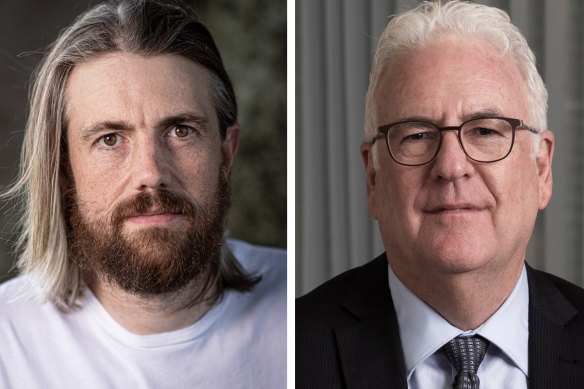 Atlassian founder Mike Cannon-Brookes and AGL chief executive Graeme Hunt.