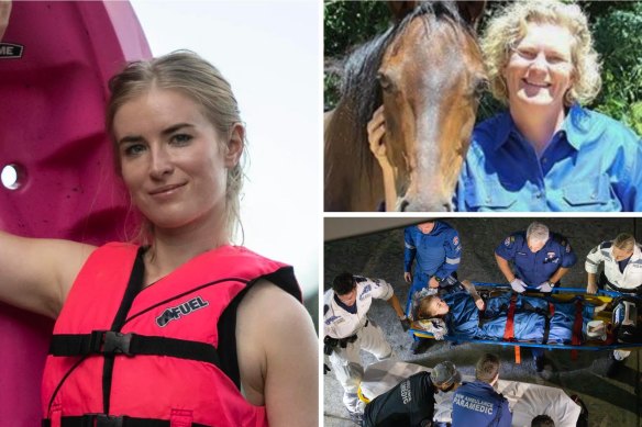 Lauren O’Neill (left) was attacked by a shark in Elizabeth Bay. Vet and neighbour Fiona Crago (top right) provided assistance before paramedics  arrived.