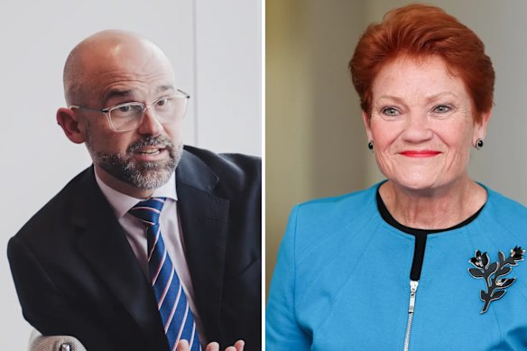Queensland Treasurer David Janetzki and Queensland Senator and One Nation leader Pauline Hanson.