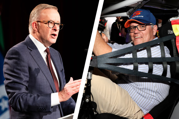 Left: Anthony Albanese. Right: Scott Morrison