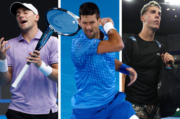 Casper Ruud, Novak Djokovic and Thanasi Kokkinakis.